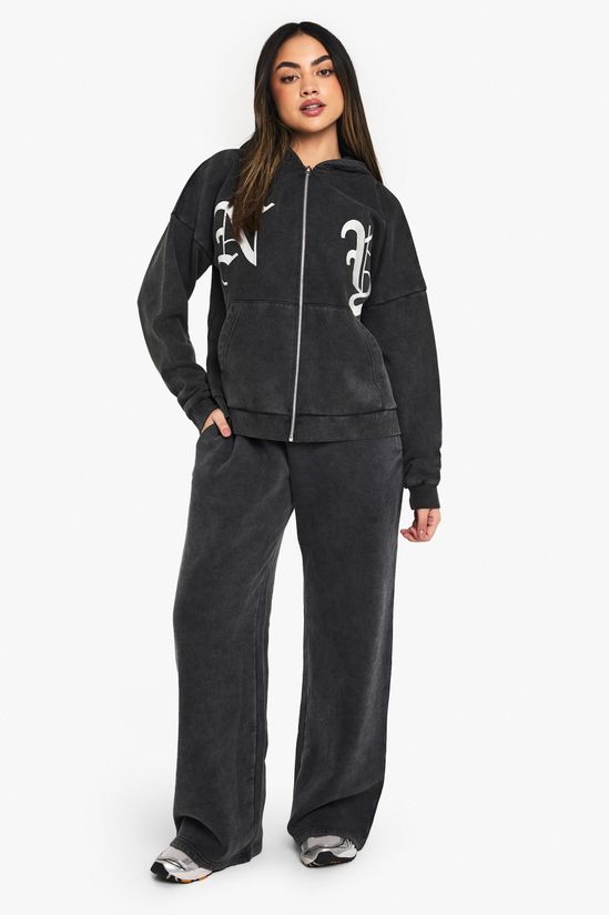 NY Embroidered Oversized Zip Through Hoodie