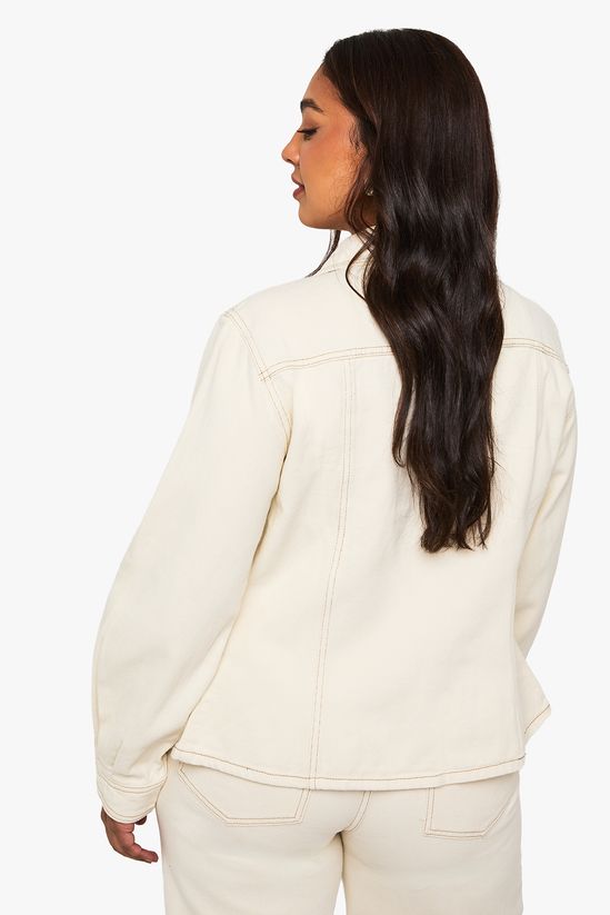 Plus Ecru Denim Oversized Denim Jacket