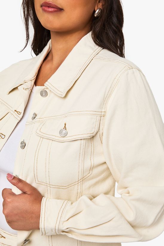 Plus Ecru Denim Oversized Denim Jacket