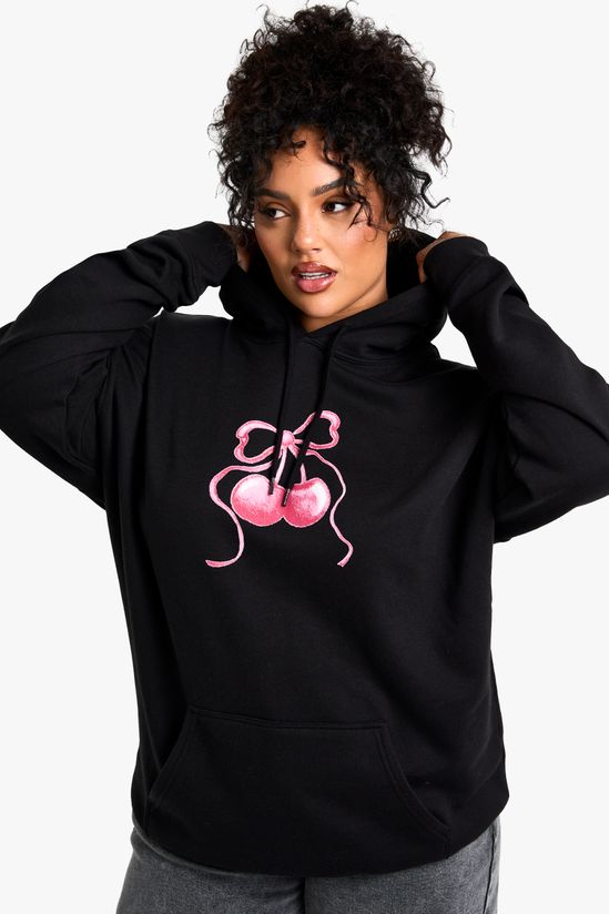 boohoo Plus Bow Cherry Oversized Hoodie