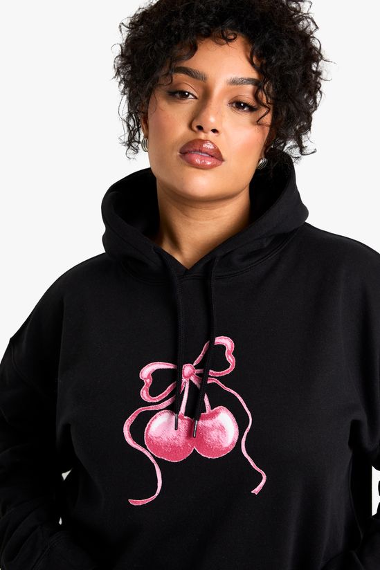 boohoo Plus Bow Cherry Oversized Hoodie