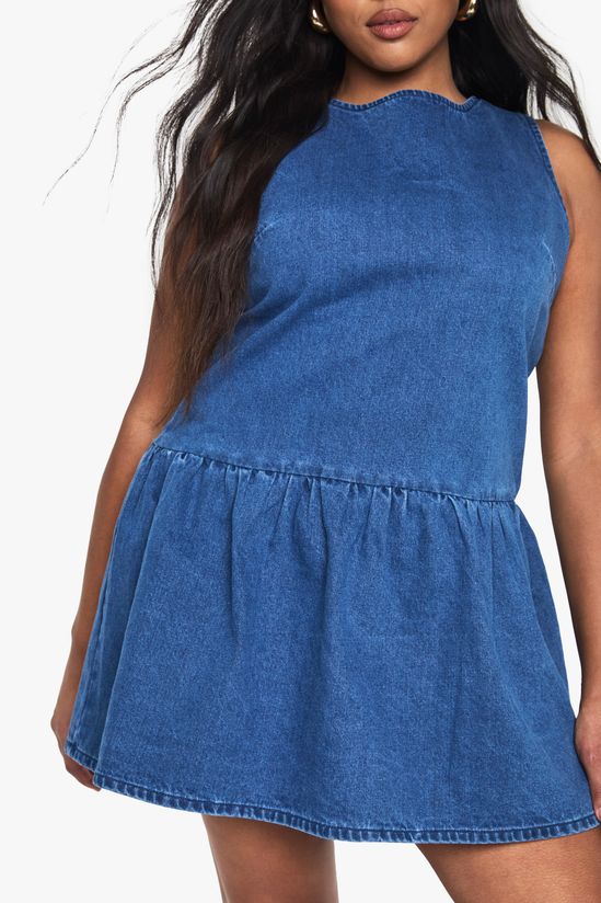 Plus Denim Tie Back Smock Dress