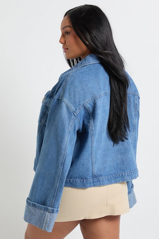 Plus Deep Turn Up Cuff Denim Jacket