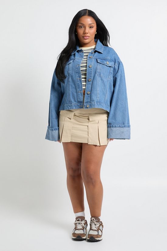 Plus Deep Turn Up Cuff Denim Jacket