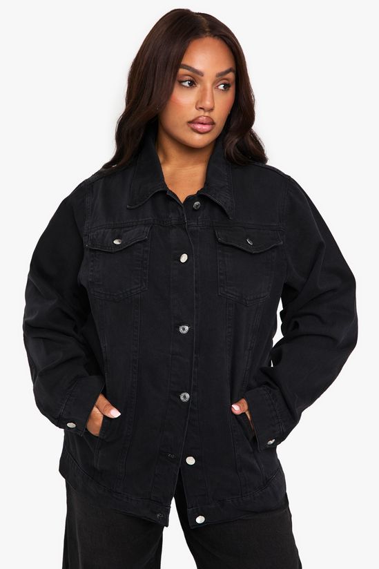 boohoo Plus Deep Turn Up Cuff Denim Jacket