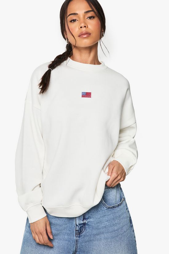 USA Flag Embroidered Oversized Sweatshirt