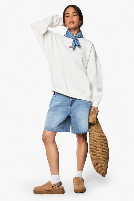 USA Flag Embroidered Oversized Sweatshirt