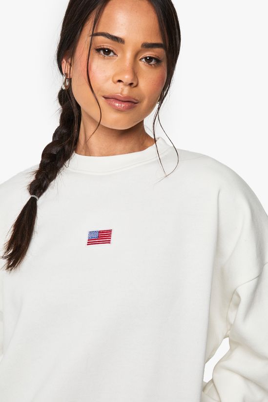 USA Flag Embroidered Oversized Sweatshirt