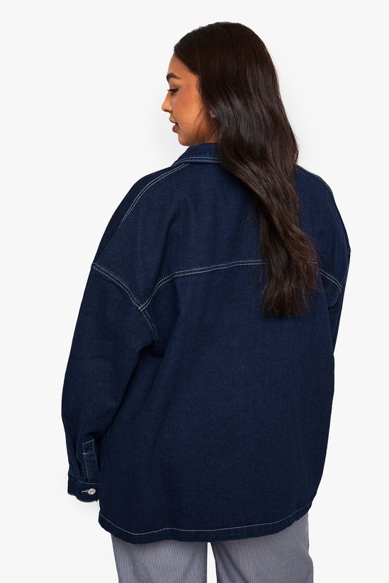 Plus Double Pocket Detail Denim Jacket
