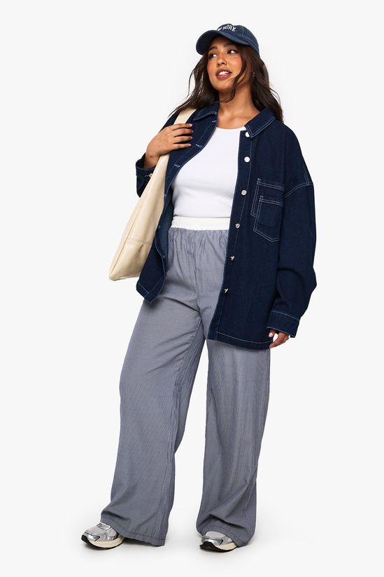 Plus Double Pocket Detail Denim Jacket