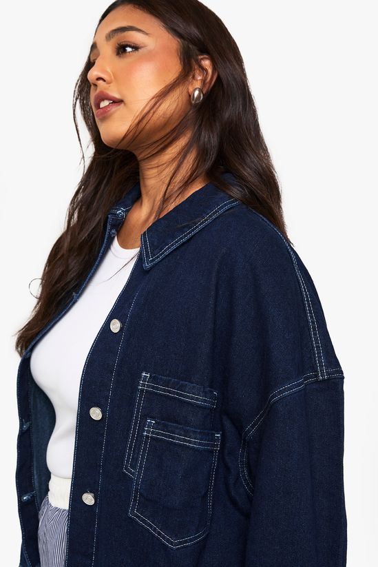 Plus Double Pocket Detail Denim Jacket