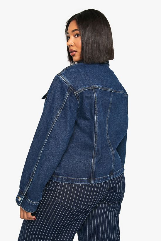 Plus Shoulder Pad Detail Denim Jacket
