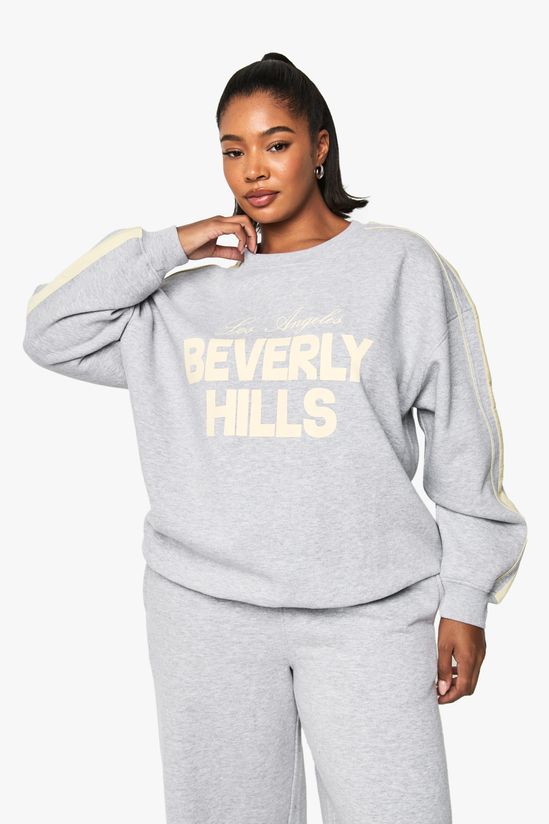 Plus Beverly Hill Side Stripe Oversized Sweatshirt