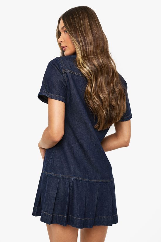 Pleated Denim Dress