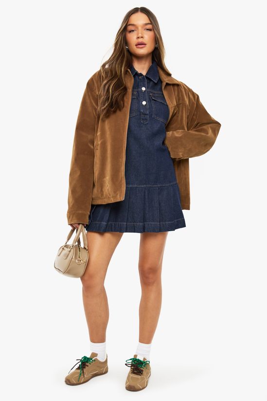 Pleated Denim Dress