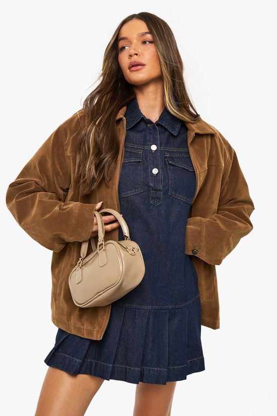 Pleated Denim Dress
