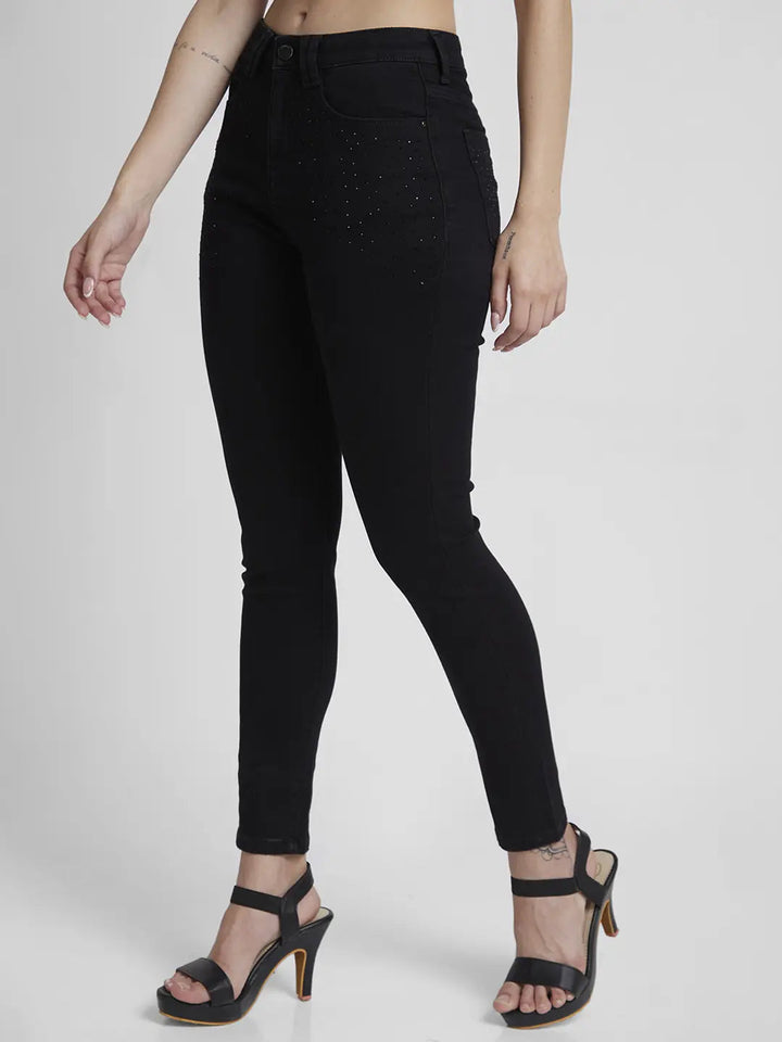 Spykar Women Black Lycra Super Skinny Fit Ankle Length Clean Look Jeans -(Alexa)