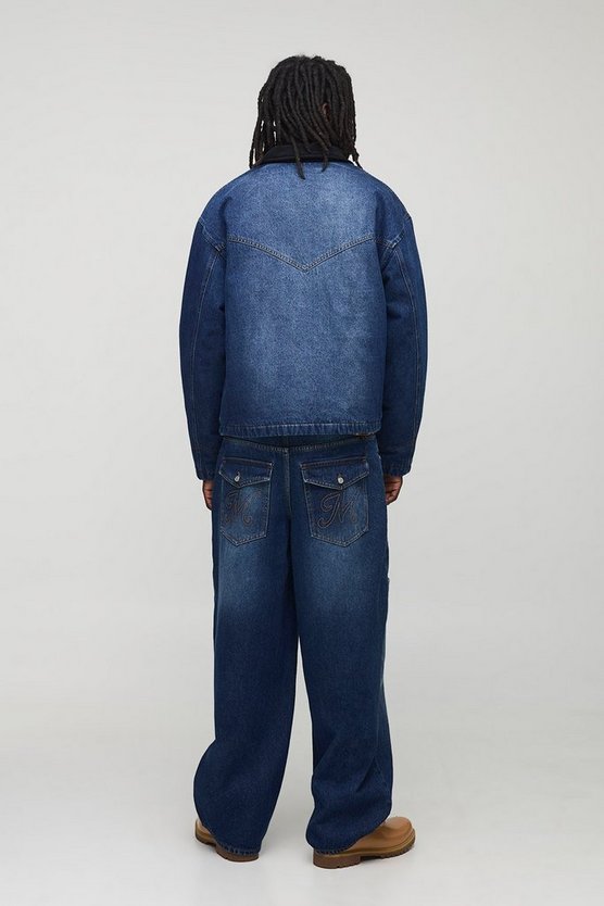 Oversized Boxy Washed Panelled Denim Jacket