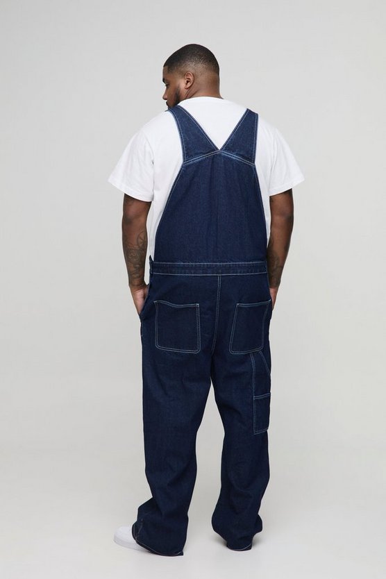 Plus Straight Leg Contrast Stitch Dungarees