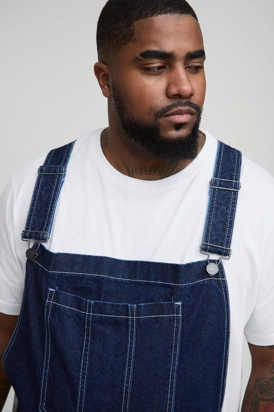 Plus Straight Leg Contrast Stitch Dungarees