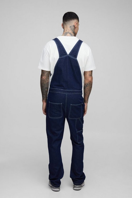 Tall Straight Leg Contrast Stitch Dungarees