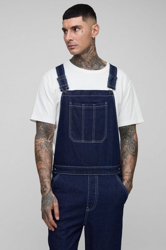 Tall Straight Leg Contrast Stitch Dungarees
