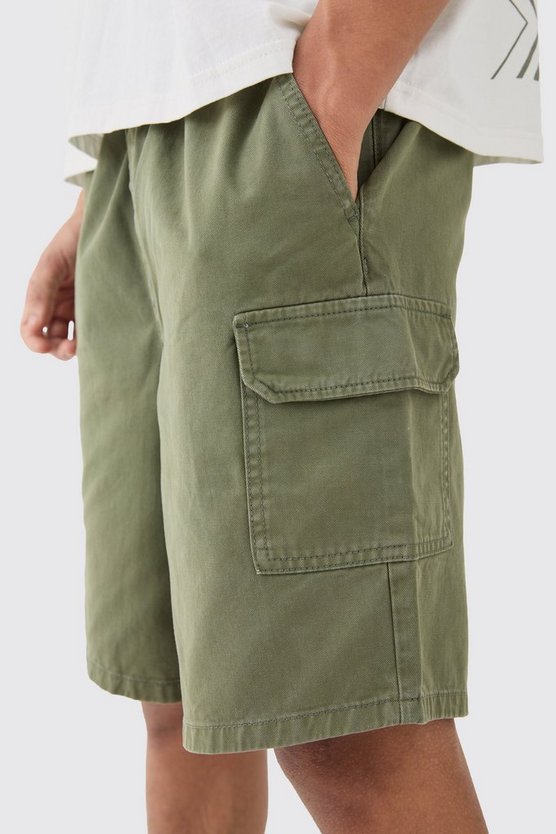 Relaxed Fit Elasticated Waist Cargo Shorts
