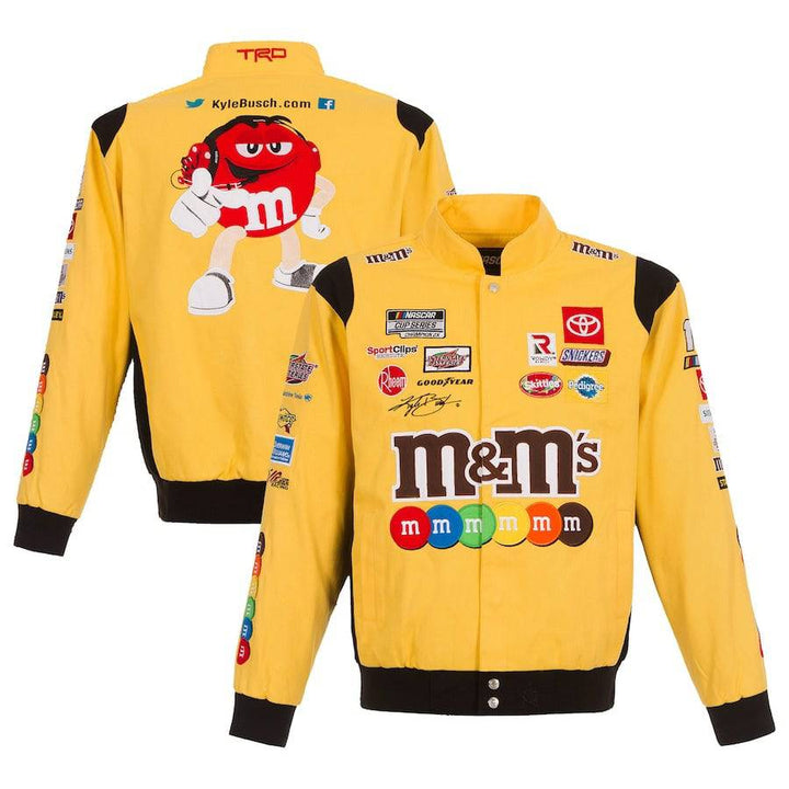 Authentic Kyle Busch M&Ms Full-Snap Twill Uniform Jacket - Yellow JH Design
