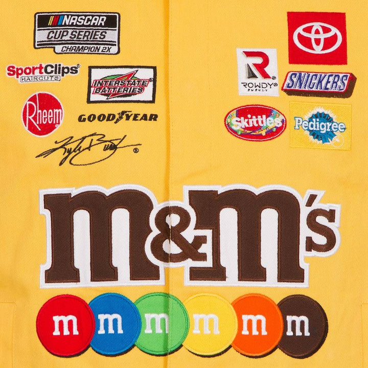 Authentic Kyle Busch M&Ms Full-Snap Twill Uniform Jacket - Yellow JH Design