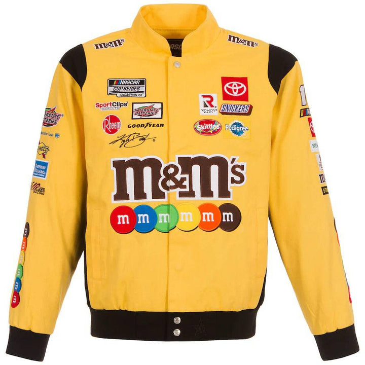 Authentic Kyle Busch M&Ms Full-Snap Twill Uniform Jacket - Yellow JH Design