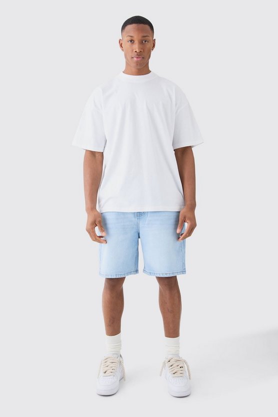 Relaxed Rigid Denim Shorts