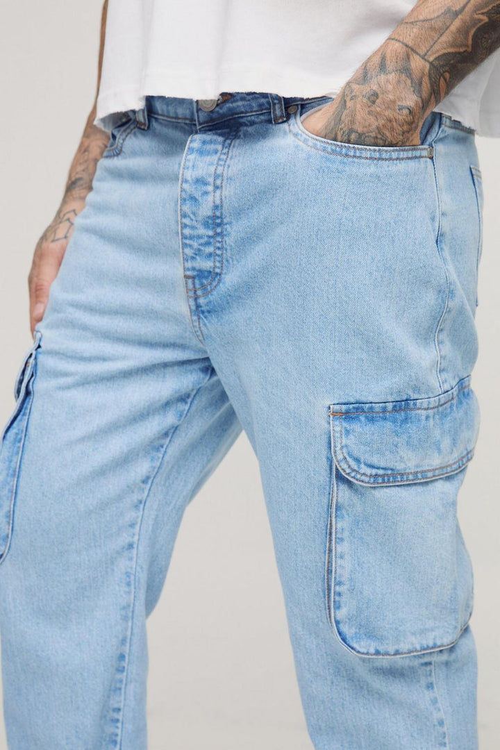 Tall Relaxed Rigid Flare Cargo Jeans
