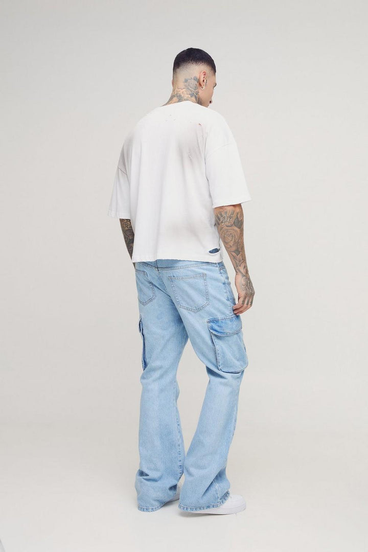 Tall Relaxed Rigid Flare Cargo Jeans