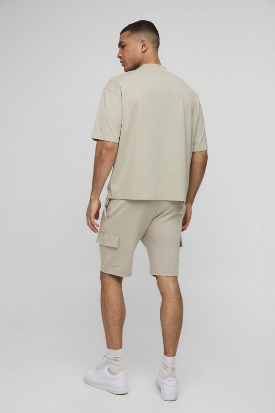 260GSM Loopback Basic Slim Fit Mid Length Cargo Shorts