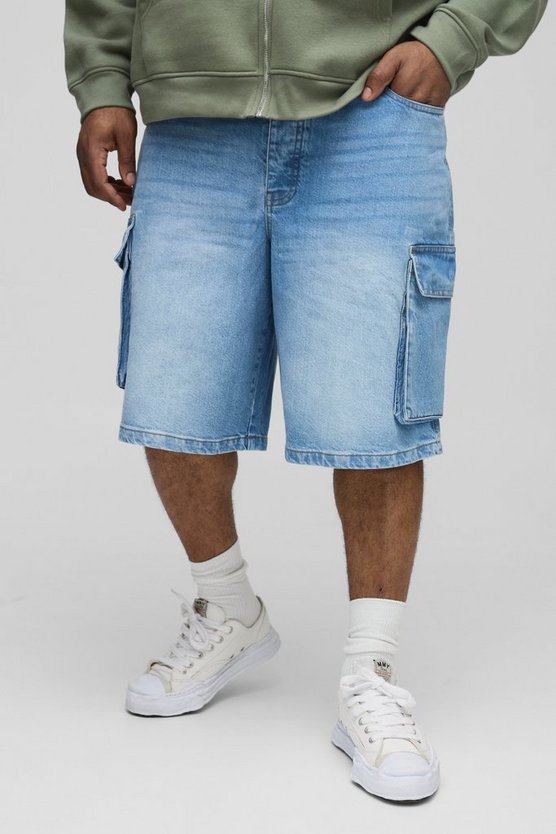 Plus Relaxed Cargo Denim Jorts