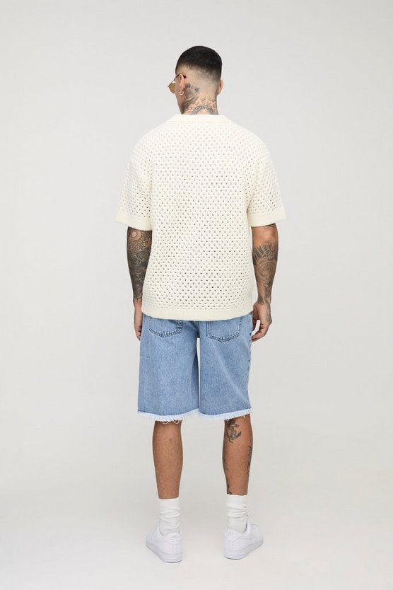 Tall Distressed Drawcord Relaxed Fit Denim Shorts