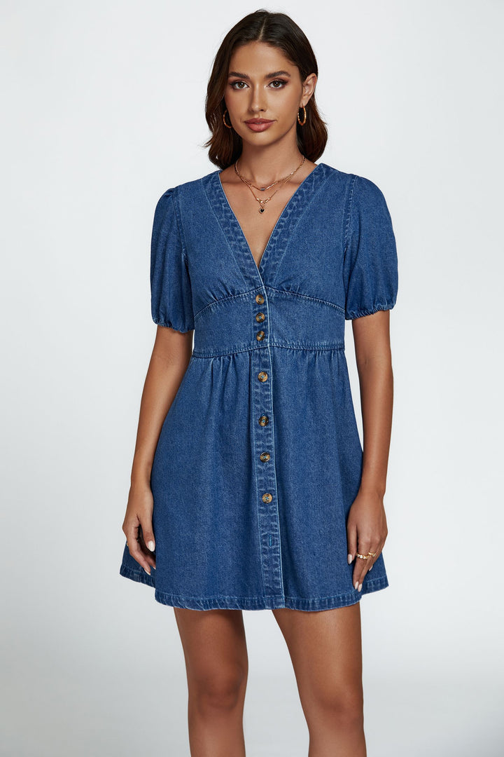 FS Collection Denim Mini Dress In Blue
