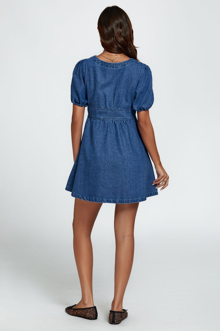 FS Collection Denim Mini Dress In Blue