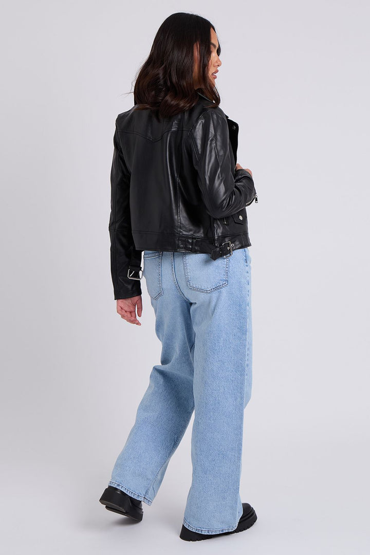 Nessa Black Faux Leather Biker Jacket