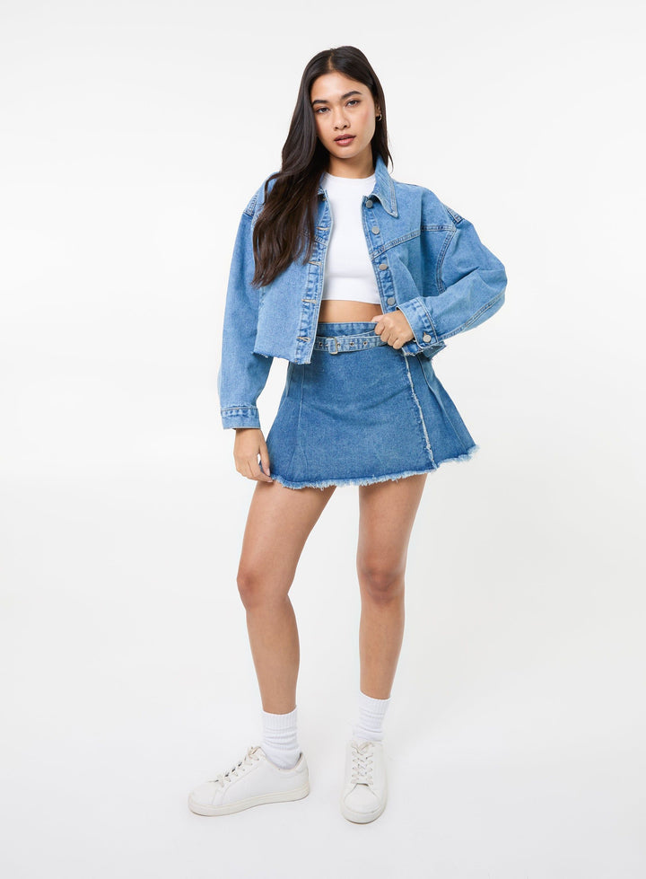 Pink Vanilla Cropped Denim Jacket