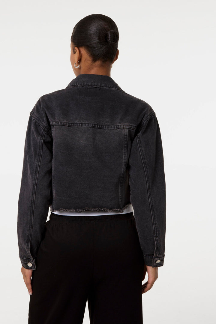 Black Cropped Denim Jacket