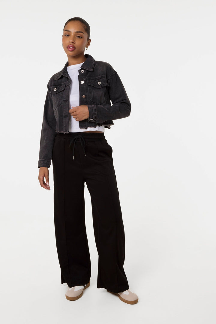 Black Cropped Denim Jacket