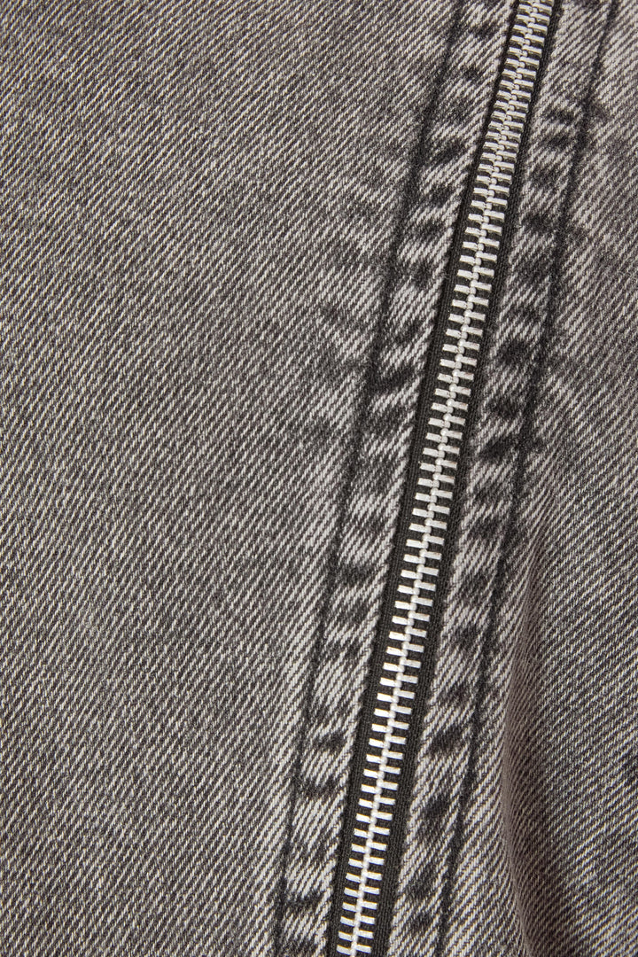 Quiz Grey Denim Biker Jacket