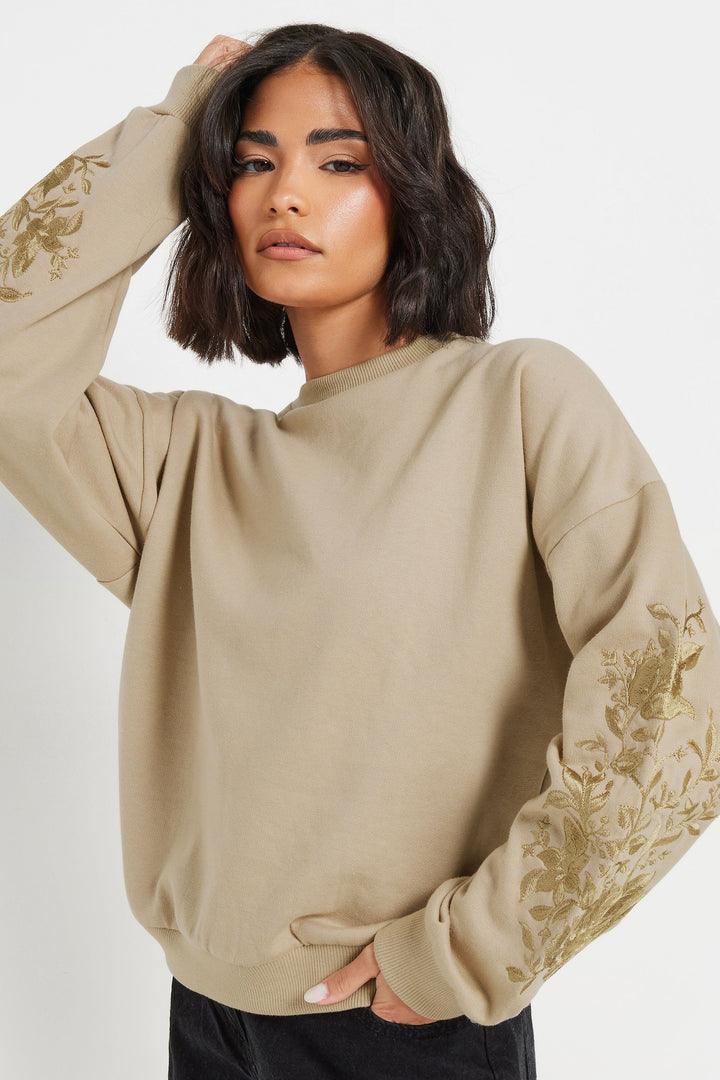 PixieGirl Petite Floral Embroidered Sweatshirt