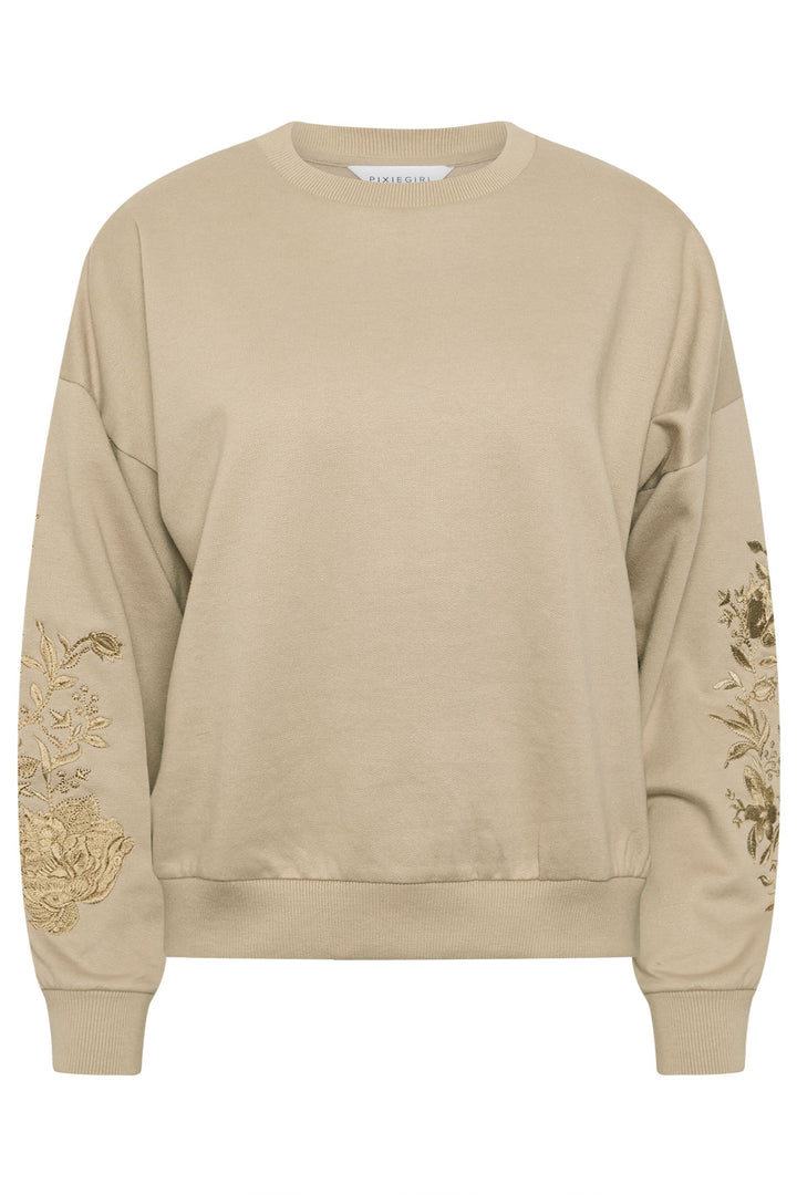 PixieGirl Petite Floral Embroidered Sweatshirt