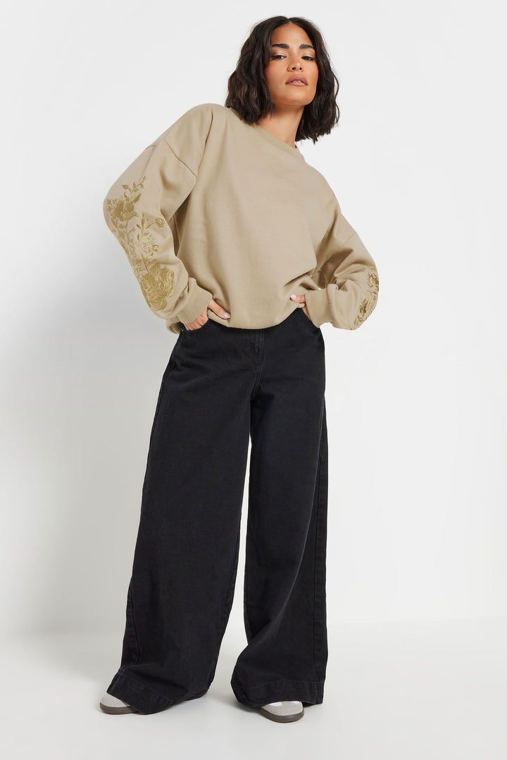 PixieGirl Petite Floral Embroidered Sweatshirt