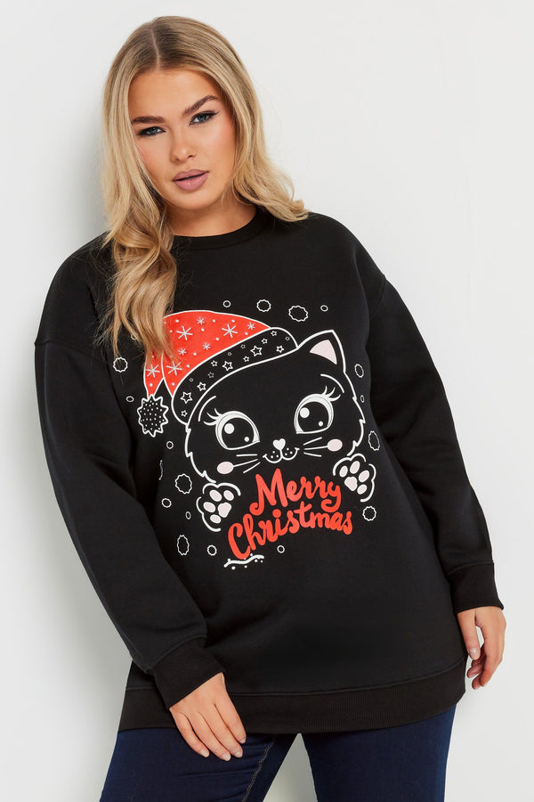 Yours 'Merry Christmas' Cat Graphic Sweatshirt