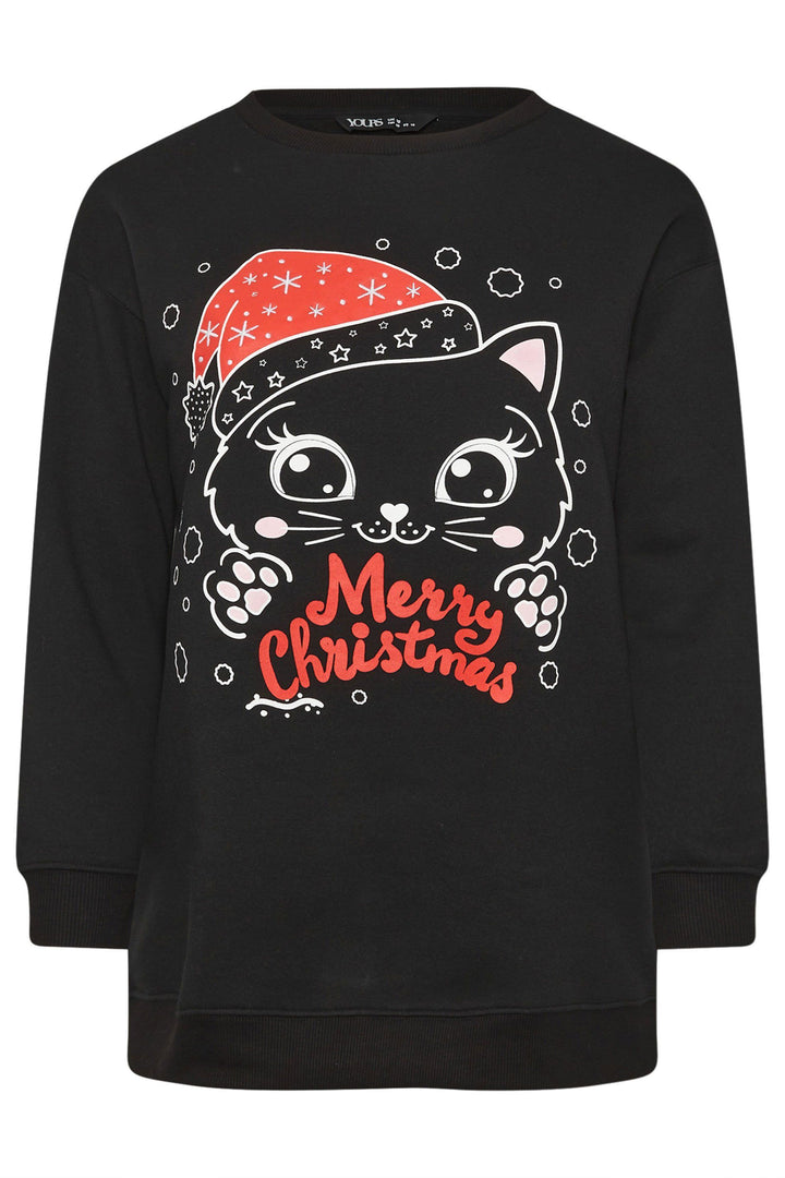 Yours 'Merry Christmas' Cat Graphic Sweatshirt