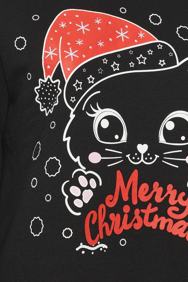 Yours 'Merry Christmas' Cat Graphic Sweatshirt