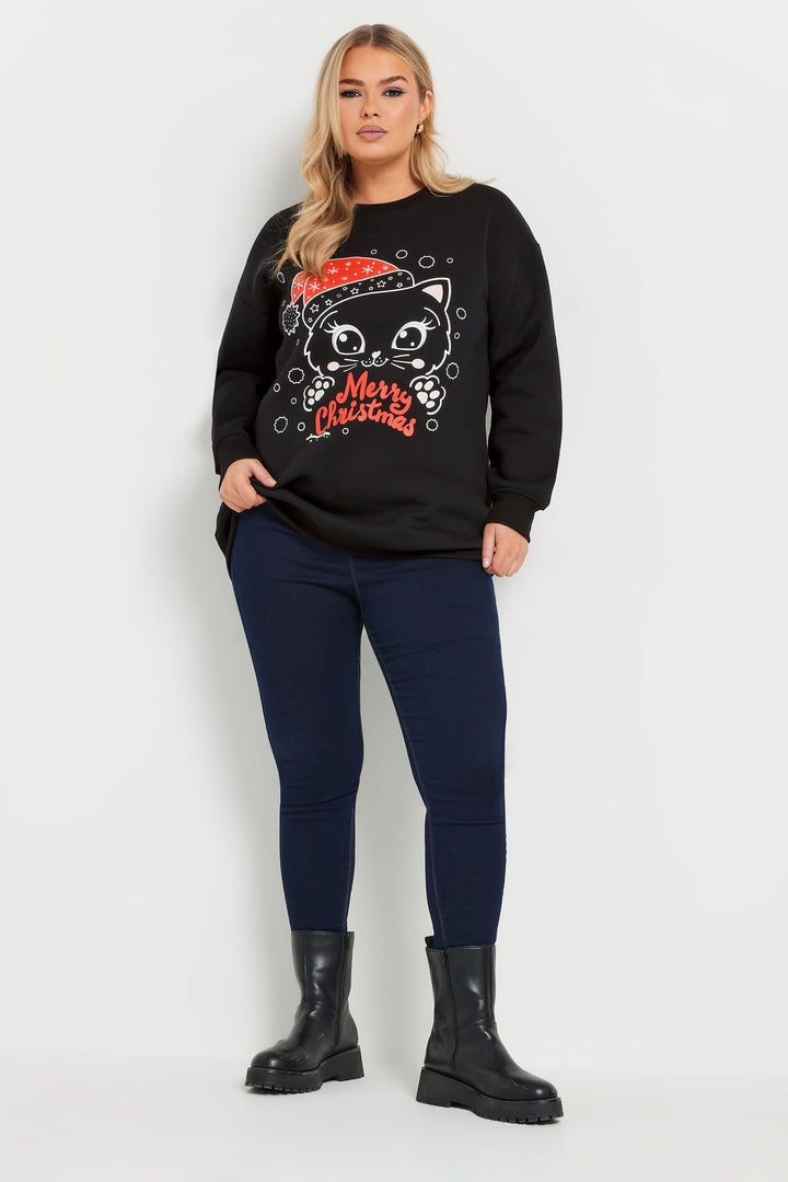 Yours 'Merry Christmas' Cat Graphic Sweatshirt